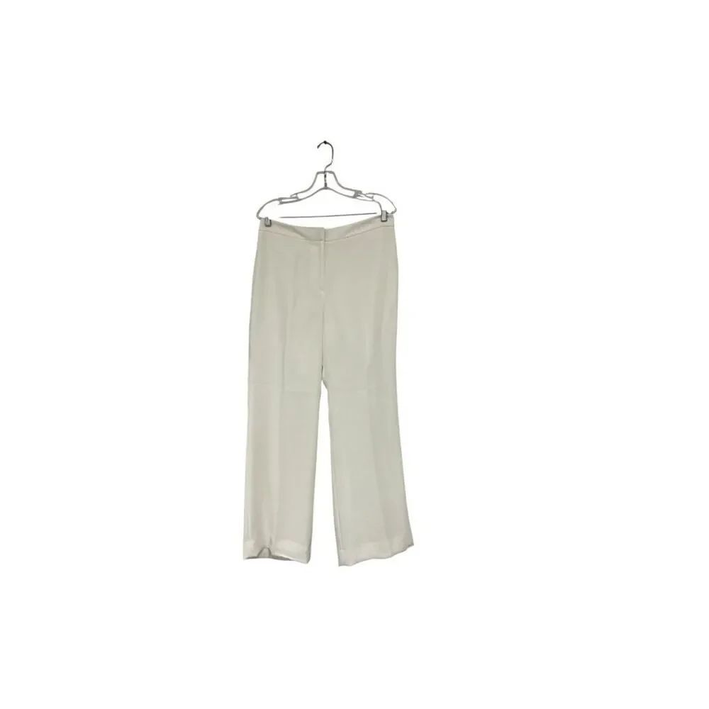 Tahari Luxe Arthur Levine Womens Dress Pants 10P White Petite Straight Leg NWT